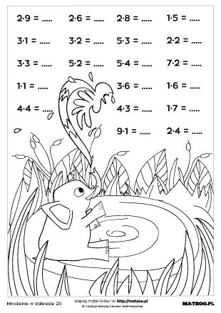 Mnożenie w zakresie 20 karty pracy PDF do druku