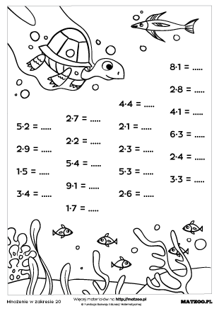 Mnożenie w zakresie 20 karty pracy PDF do druku