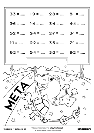 Mnożenie w zakresie 20 karty pracy PDF do druku