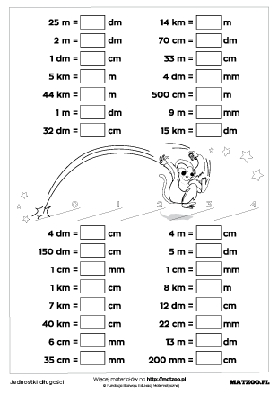 Jednostki długości karty pracy PDF do druku