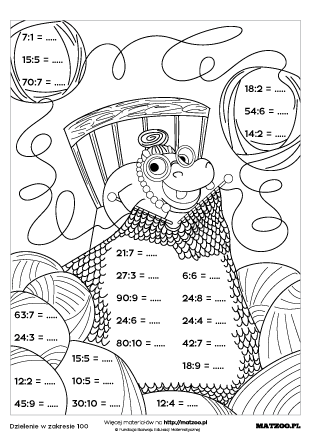Tabliczka dzielenia karty pracy PDF do druku