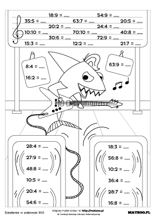 Tabliczka dzielenia karty pracy PDF do druku