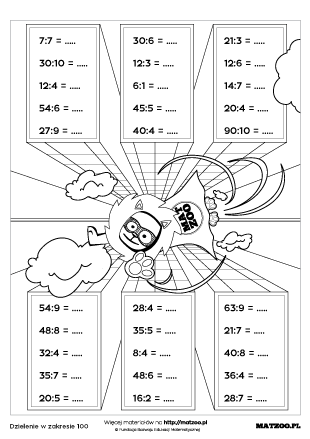 Tabliczka dzielenia karty pracy PDF do druku