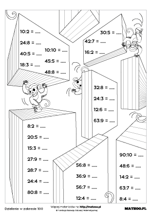 Tabliczka dzielenia karty pracy PDF do druku