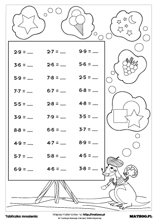 Tabliczka mnożenia karty pracy PDF do druku