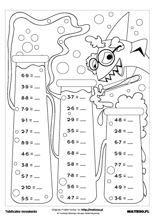 Tabliczka mnożenia karty pracy PDF do druku