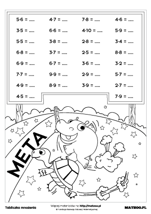 Tabliczka mnożenia karty pracy PDF do druku
