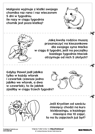 Zadania tekstowe z mnożeniem karty pracy PDF do druku